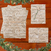 Rustic Kraft Elegant White Script Frohe Weihnachte Geschenkpapier Set