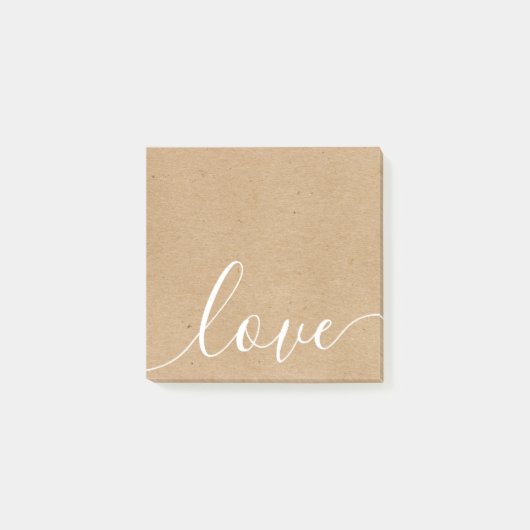 Rustic Kraft Elegante Script-Liebe Post-it Klebezettel (Vorderseite)