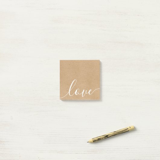 Rustic Kraft Elegante Script-Liebe Post-it Klebezettel (Auf Schreibtisch)