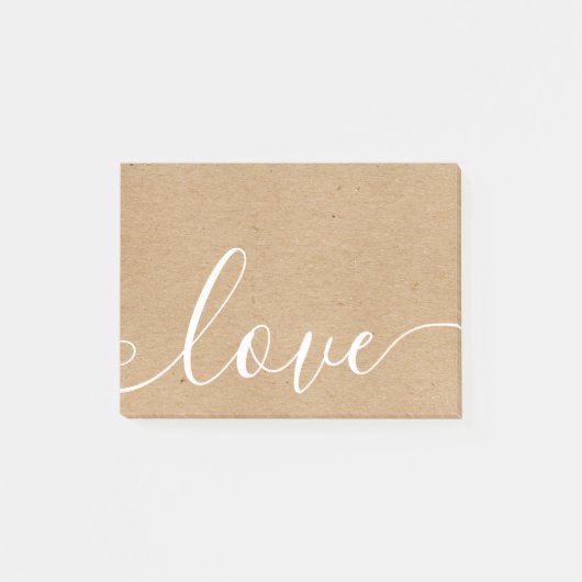 Rustic Kraft Elegante Script-Liebe Post-it Klebezettel (Vorderseite)