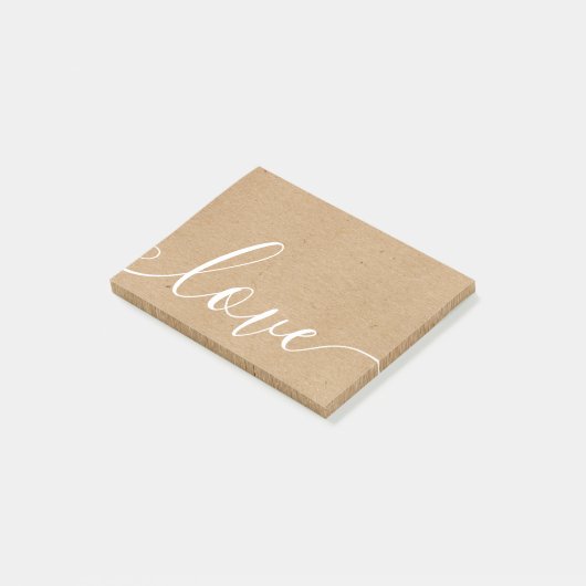 Rustic Kraft Elegante Script-Liebe Post-it Klebezettel (angewinkelt)