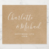 Rustic kraft elegante Signature Script Wedding Bierflaschenetikett (Einzelnes Label)