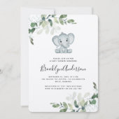 Rustic Kraft Elephant Eucalyptus Baby Dusche Einladung (Vorderseite)
