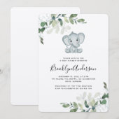 Rustic Kraft Elephant Eucalyptus Baby Dusche Einladung (Vorne/Hinten)