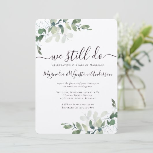 Rustic Kraft Eucalyptus Vow Renewal Einladung (Stehend Vorderseite)