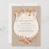 Rustic Kraft Fall Floral Autumn Leaf Brown Wedding Einladung (Vorderseite)