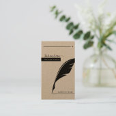 Rustic Kraft Feather pen nib Noary Public Qr code Visitenkarte (Stehend Vorderseite)