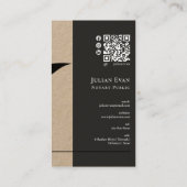 Rustic Kraft Feather pen nib Noary Public Qr code Visitenkarte (Rückseite)