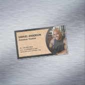 Rustic Kraft Fitness Personal Trainer Foto Magnetische Visitenkarte (Beispiel)