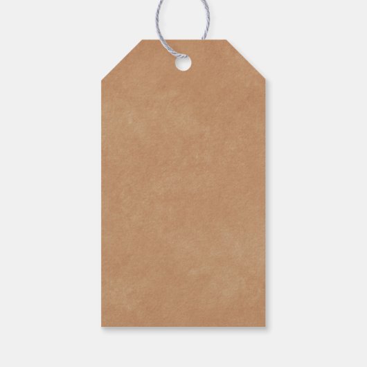 Rustic Kraft Floral Brown Cream Danke Hochzeit Geschenkanhänger (Rückseite)