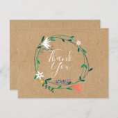 Rustic Kraft Floral Garland Business Vielen Dank Dankeskarte (Vorne/Hinten)