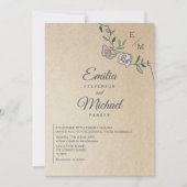 Rustic Kraft Floral Monogram Wedding Einladung (Vorderseite)