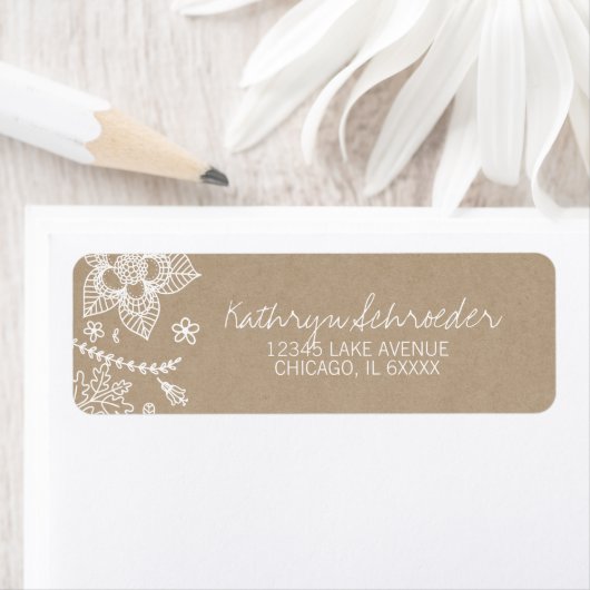 Rustic Kraft Floral Oaster Address Label (Insitu)