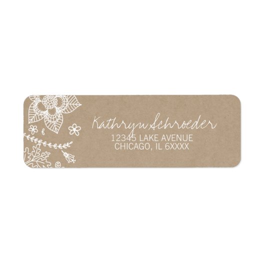 Rustic Kraft Floral Oaster Address Label (Vorne)