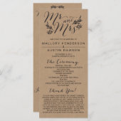 Rustic Kraft Floral Wedding Zeremony Program Programm (Vorne/Hinten)