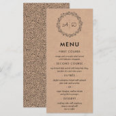 Rustic Kraft Floral Wreath Wedding Menu Menükarte (Vorne/Hinten)