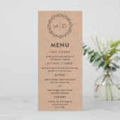 Rustic Kraft Floral Wreath Wedding Menu Menükarte (Stehend Vorderseite)