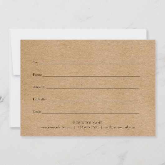 Rustic Kraft Garland Gift Certificate Loyalty Card (Rückseite)