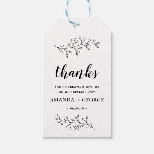 Rustic kraft Gastgeschenk Hochzeit Gift Tag danke Geschenkanhänger (Vorderseite)