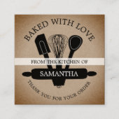 Rustic Kraft gebacken mit Liebe QR Code Vielen Dan Quadratische Visitenkarte (Vorderseite)