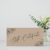 Rustic Kraft Gezeichnet Blumenbeauty-Geschenkgutsc (Stehend Vorderseite)