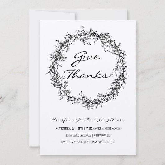 Rustic Kraft gibt Erntedank Dinner Card Einladung (Vorderseite)