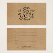 Rustic Kraft Gift Certificate (Vorne & Hinten)