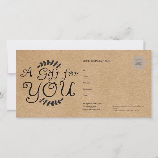 Rustic Kraft Gift Certificate (Vorderseite)