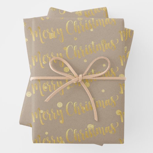 Rustic Kraft Gold Calligraphy Christmas Jingle Geschenkpapier Set (Beispiel)