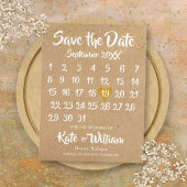 Rustic Kraft Gold Heart Calendar Save the Date Ankündigungspostkarte