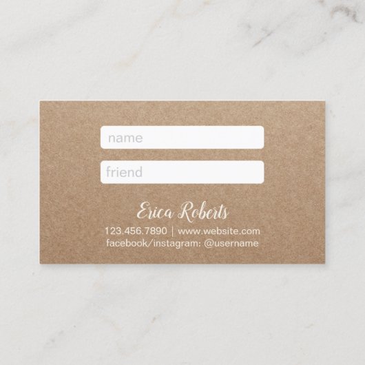 Rustic Kraft Gold Script White Lace Referenz Empfehlungskarte (Rückseite)