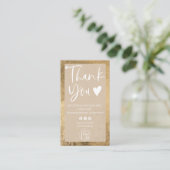 Rustic kraft gold white logo order danke visitenkarte (Stehend Vorderseite)