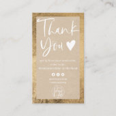 Rustic kraft gold white logo order danke visitenkarte (Vorderseite)