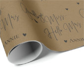 Rustic Kraft Goodbye Miss Hallo Mrs. Brautparty Geschenkpapier (Rolleneckpunkt)
