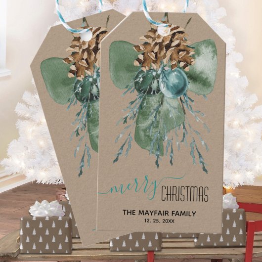 Rustic Kraft Green Bow Sugar Config Weihnachten Geschenkanhänger
