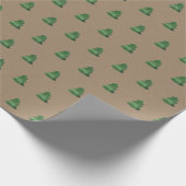 Rustic Kraft Green Christmas Trees Geschenkpapier (Ecke)