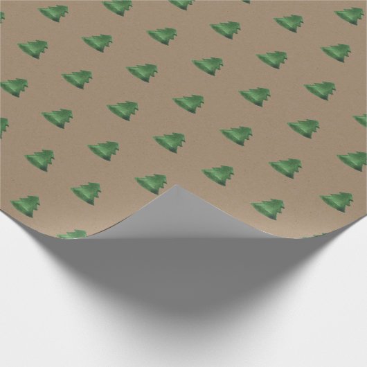 Rustic Kraft Green Christmas Trees Geschenkpapier (Ecke)