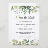 Rustic Kraft Greenery Watercolor Save The Date (Vorne/Hinten)