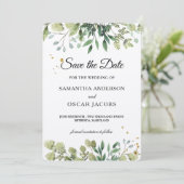 Rustic Kraft Greenery Watercolor Save The Date (Stehend Vorderseite)