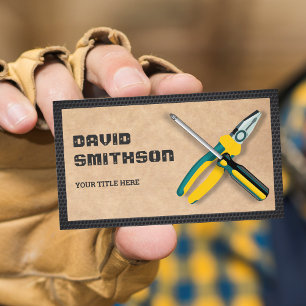 Rustic Kraft Handyman Reparaturwerkzeuge Elektrisc Visitenkarte