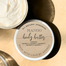 Rustic kraft Homemade BODY BUTTER Label Runder Aufkleber
