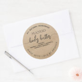 Rustic kraft Homemade BODY BUTTER Label Runder Aufkleber (Umschlag)