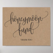 Rustic Kraft Honeymoon Fund Wedding Sign Poster (Vorne)