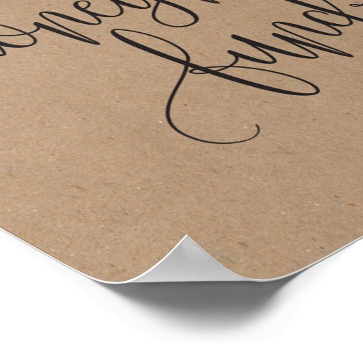 Rustic Kraft Honeymoon Fund Wedding Sign Poster (Ecke)