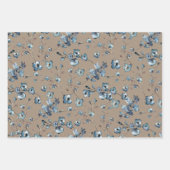 Rustic Kraft Hübsch Dusty Blue Small Flower Garden Geschenkpapier Set (Vorderseite 3)
