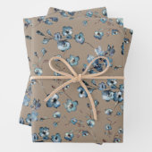 Rustic Kraft Hübsch Dusty Blue Small Flower Garden Geschenkpapier Set (Beispiel)