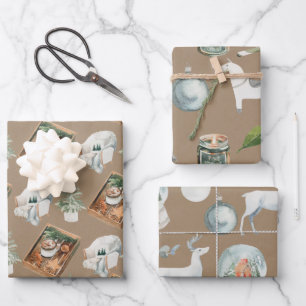 Rustic Kraft Hygge Gemütliche Weihnachtsdekoration Geschenkpapier Set