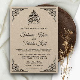 Rustic Kraft Islamische Hochzeit Einladung