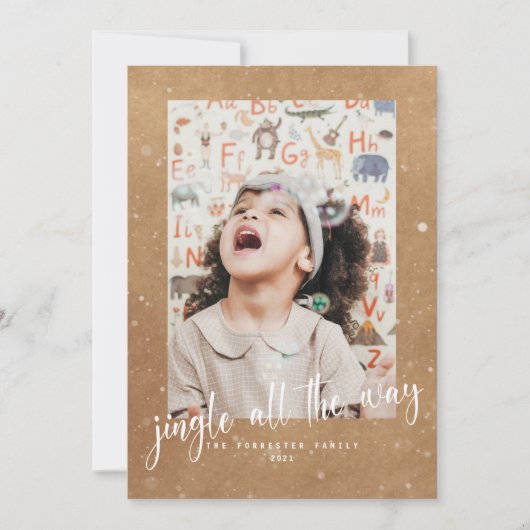 Rustic Kraft Jingle All The Way Script 2 Foto Karte (Vorderseite)