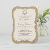 Rustic Kraft jüdischer Star von David Bar Mitzvah Einladung (Stehend Vorderseite)